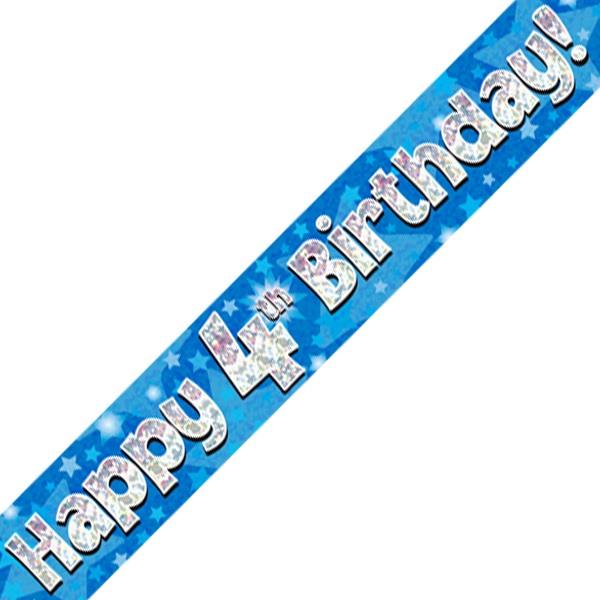 Blue Star Happy 4th Birthday Foil Banner 2.7 Metres | Party Save Smile