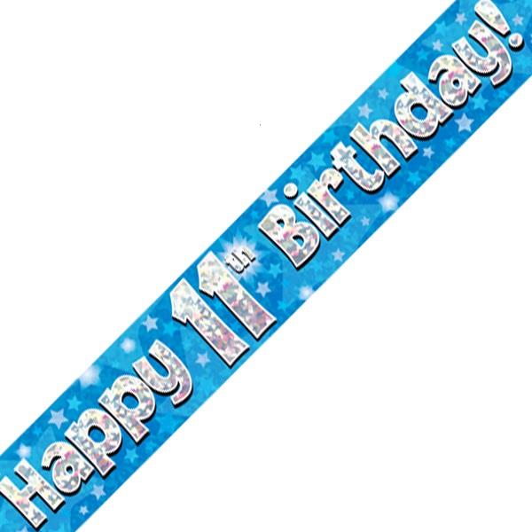 Blue Star Happy 11th Birthday Foil Banner | Party Save Smile