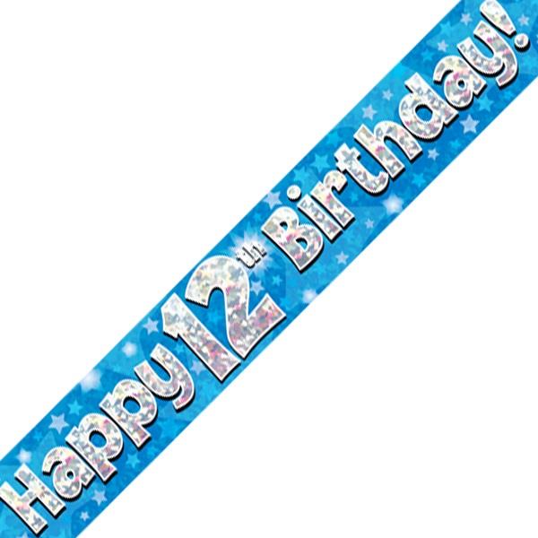 Blue Star Happy 12th Birthday Foil Banner | Party Save Smile