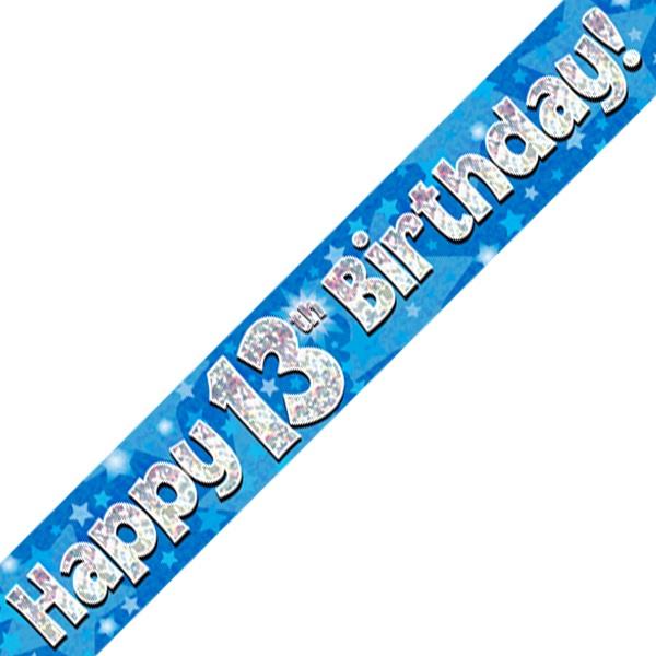 Blue Star 13 Birthday Foil Banner β Teen Party Banner 2.7 Metres | Party Save Smile