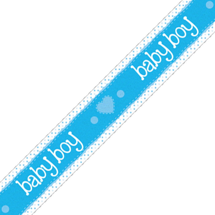 Blue Baby Boy Foil Banner Decoration 2.7 metres | Party Save Smile