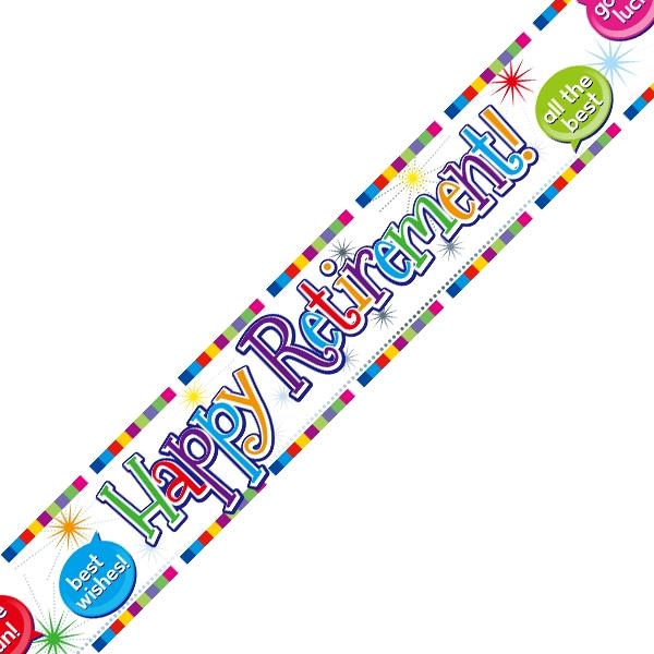 Banner „Happy Retirement“ – 2,7 M Lang, Einseitig Bedruckt, Ideal Für Rentenparty-Deko