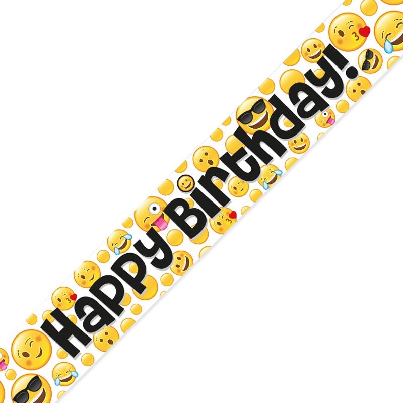 Emoji Birthday Foil Banner 2.7 metres | Party Save Smile