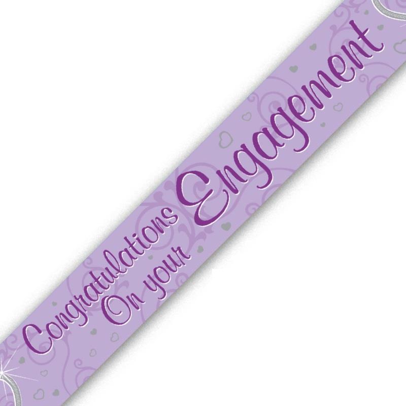 Congratulations Engagement Banner Purple 2.7 Metres | Party Save Smile
