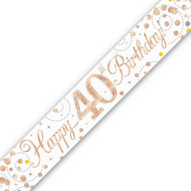 Rose Gold Confetti Happy 40th Birthday Foil Banner 2.7 Metres | Party Save Smile