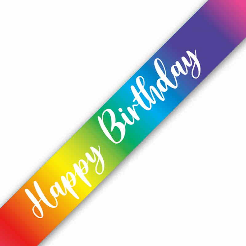 Rainbow Happy Birthday Foil Banner Decoration 2.7 Metres | Party Save Smile