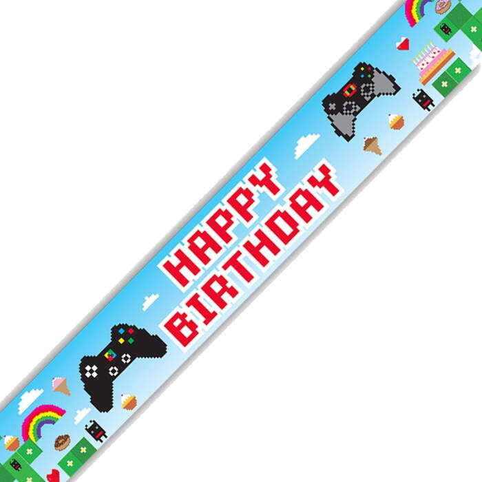 Gaming Birthday Foil Banner 2.7 metres | Party Save Smile