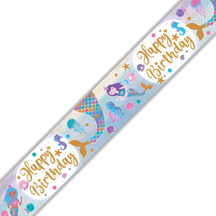 Foil Mermaid Happy Birthday Banner 2.7 Metres | Party Save Smile