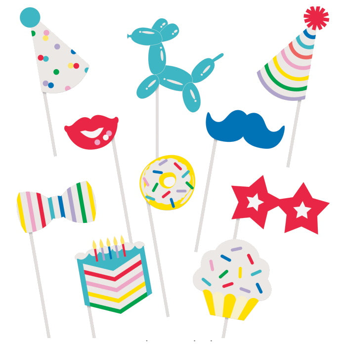 Fun Birthday Photo Props Pack of 10 | Party Save Smile