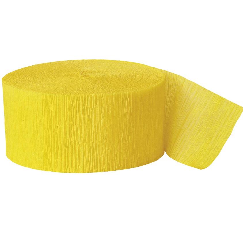 Yellow Party Streamers: Paper Crepe Streamers 24 metres | Party Save Smile