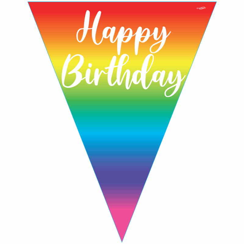 Rainbow Happy Birthday Bunting Decoration 3.9 Metres | Party Save Smile