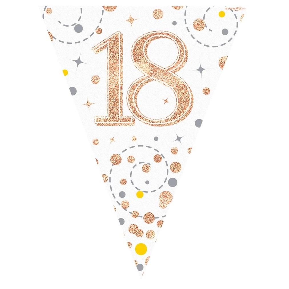 Rose Gold 18th Birthday Bunting 3.9 Metres | Party Save Smile