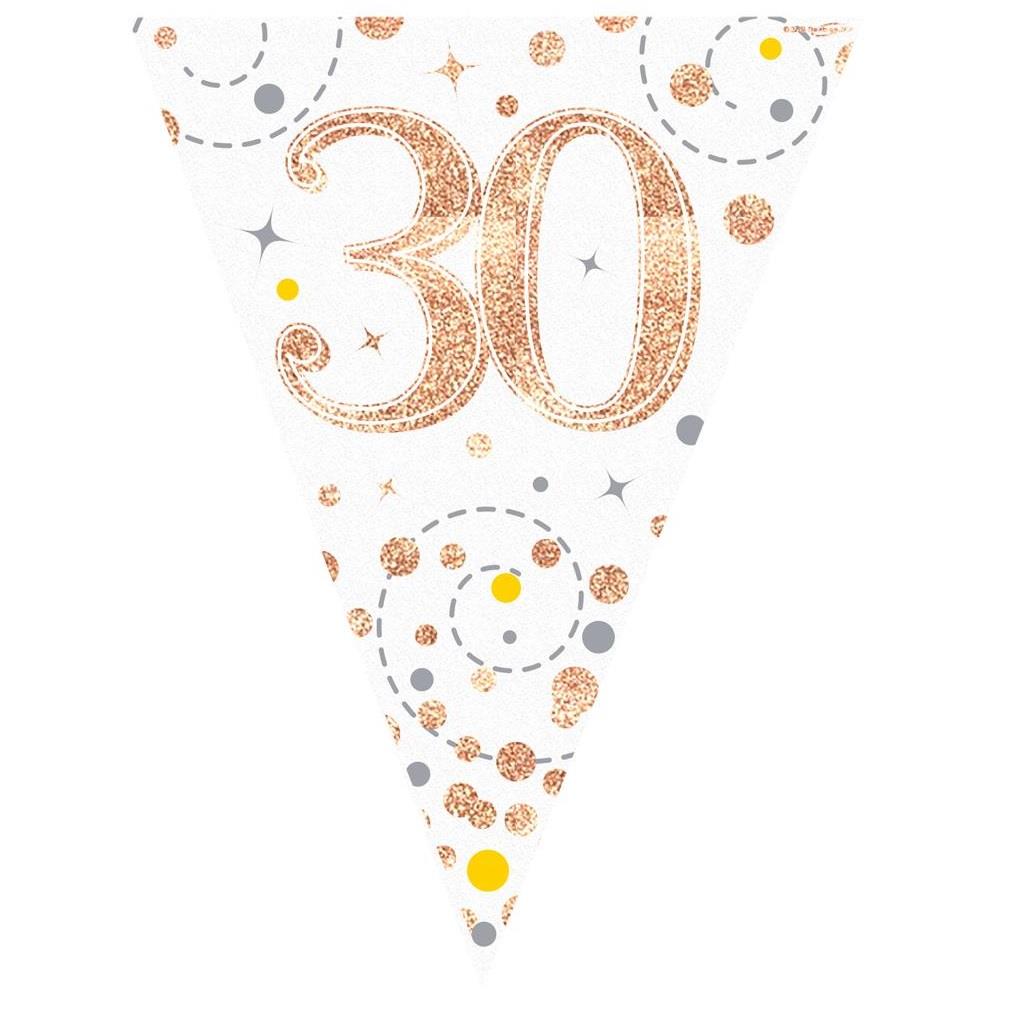 Rose Gold Fizz 30th Birthday Bunting 3.9 Metres | Party Save Smile