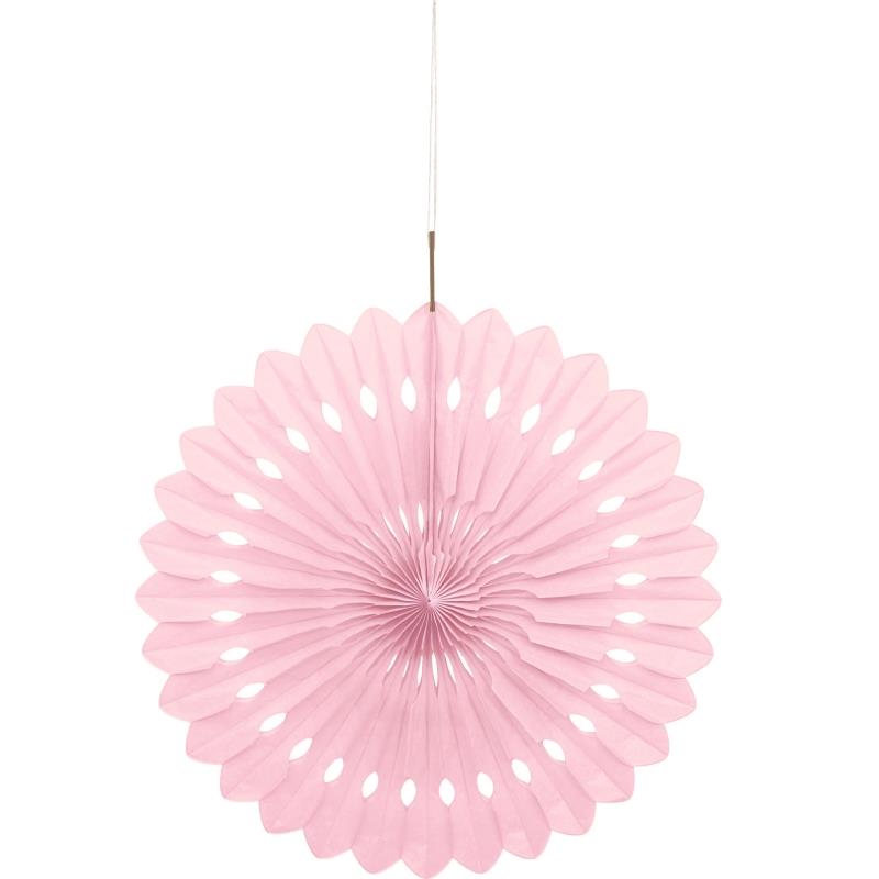 Lovely Pink 16 inch Fan Hanging Decoration 16 Inches | Party Save Smile