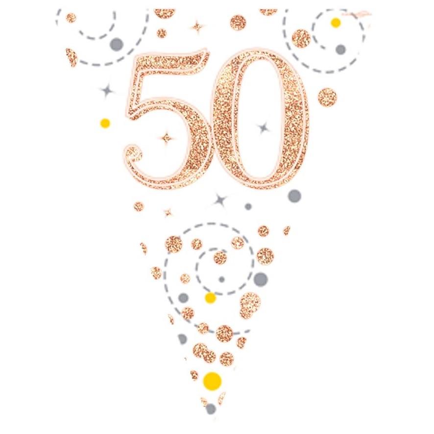 Rose Gold Bunting 50th Birthday Sparkling Fizz 3.9 metres | Party Save Smile