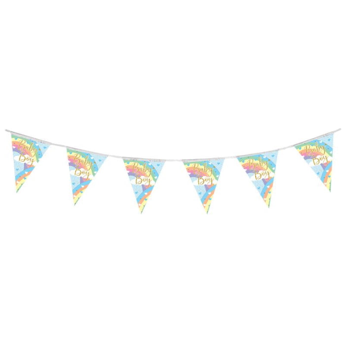 Pastel Rainbow Baby Boy Bunting 11 flags 3.9m