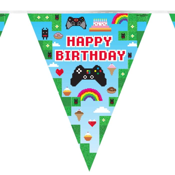 Gaming Bunting Happy Birthday 3.9 metres | Party Save Smile