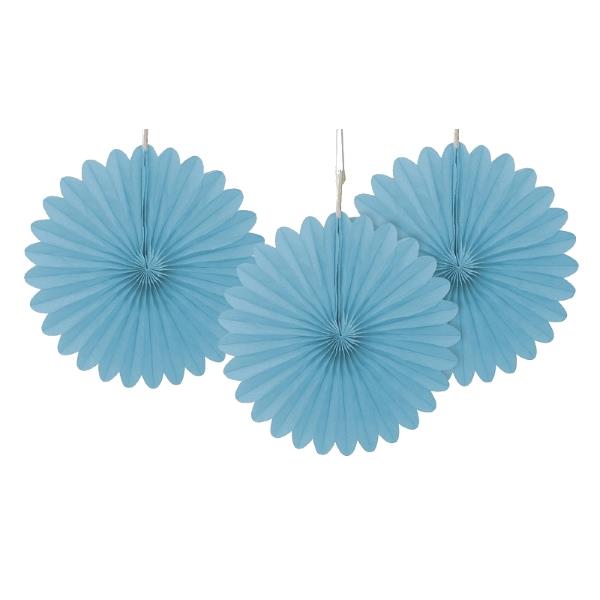 Baby Blue Tissue Paper Fans: Party Hanging Decorations Pack of 3 | Party Save Smile