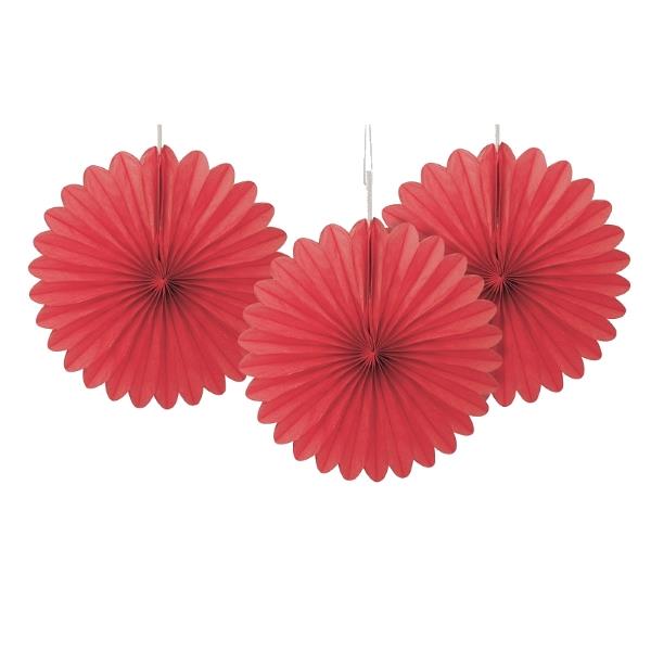 Red Paper Fan Decorations Pack of 3 | Party Save Smile