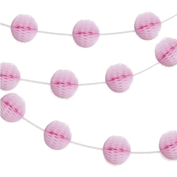 Light Pink Honeycomb Balls Garland Banner 2.1 Metres | Party Save Smile