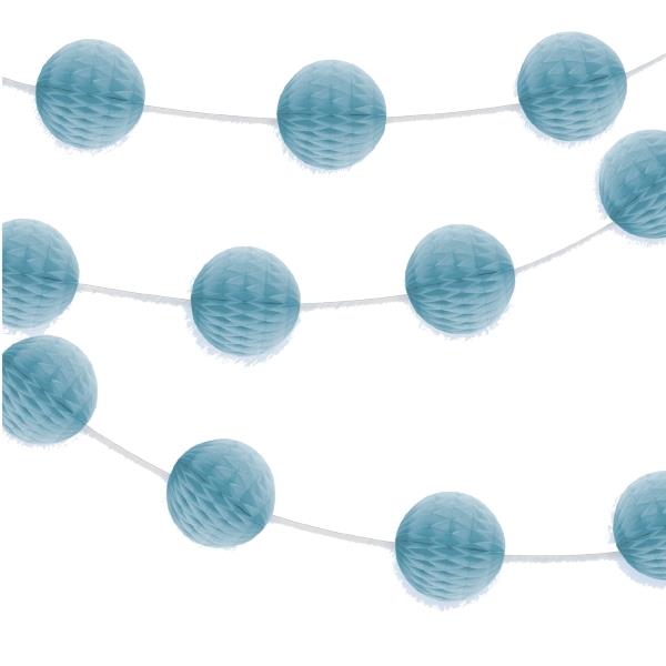 Light Blue Honeycomb Decorations Garland 2.1 Metres | Party Save Smile
