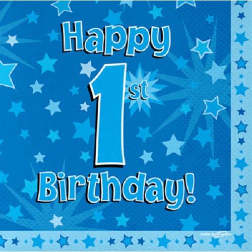 Blue Star Happy 1st Birthday Party Napkins Pack of 16 | Party Save Smile