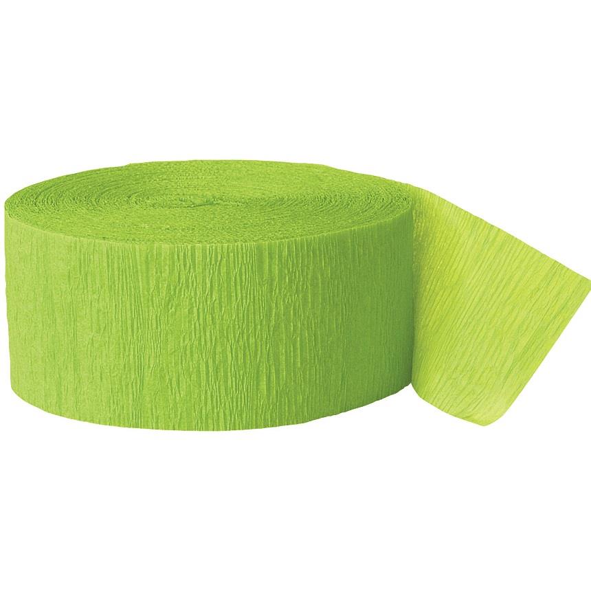 Lime Green Streamers: Paper Crepe Streamers 24 metres | Party Save Smile