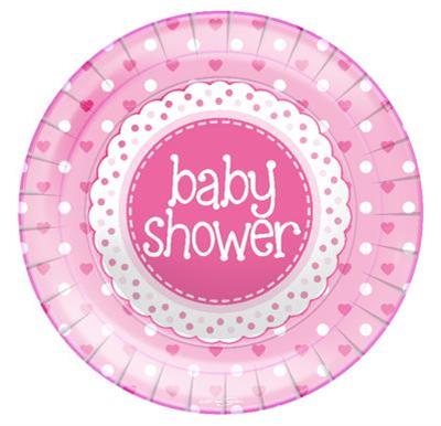 Pink Baby Shower Plates Pack of 8 | Party Save Smile