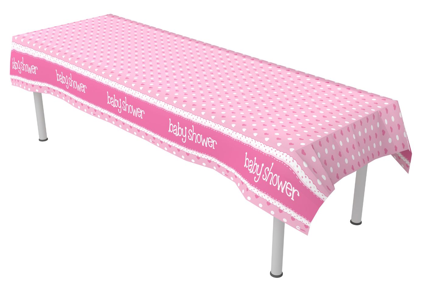Pink Baby Shower Plastic Tablecloth 137 x 260cm | Party Save Smile