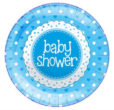 Baby Shower Blue Paper Plates Pack of 8 | Party Save Smile
