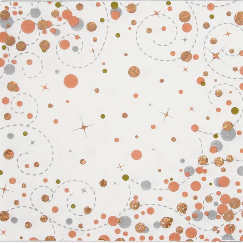 Rose Gold Confetti Napkins Pack of 16 | Party Save Smile