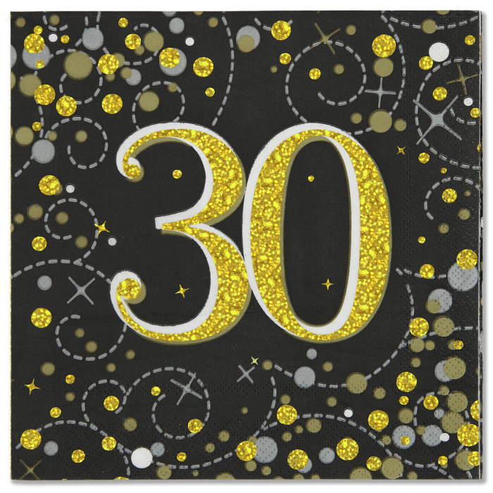 Black and Gold 30th Birthday Party Pack with Decorations