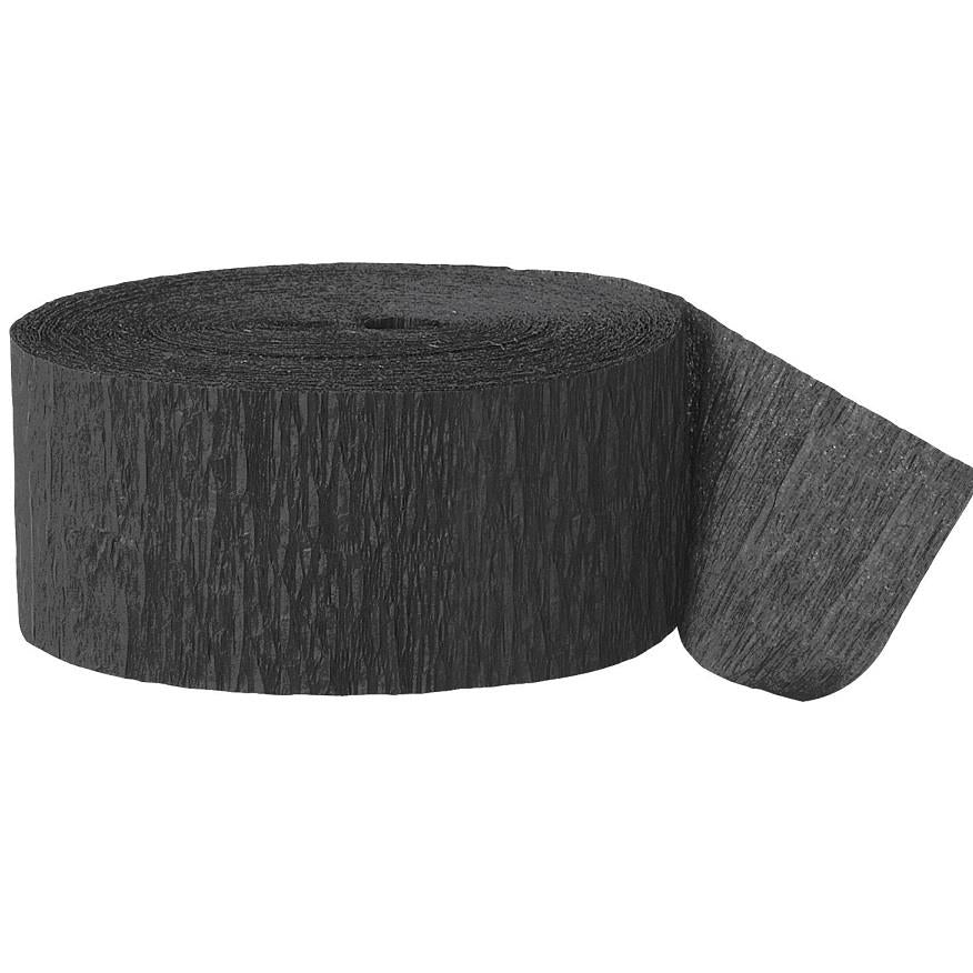Black Streamers: Paper Crepe Streamers 24 metres | Party Save Smile