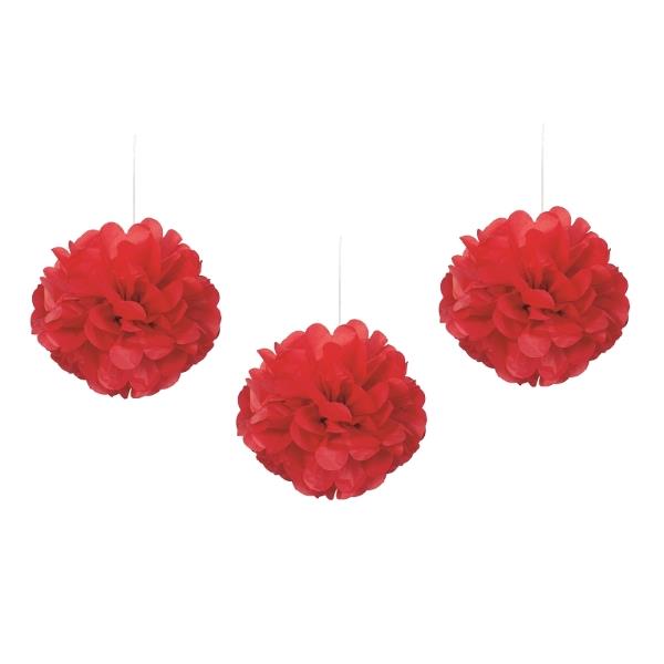 Red Puff Balloons Decorations 9 Inch Pack of 3 | Party Save Smile
