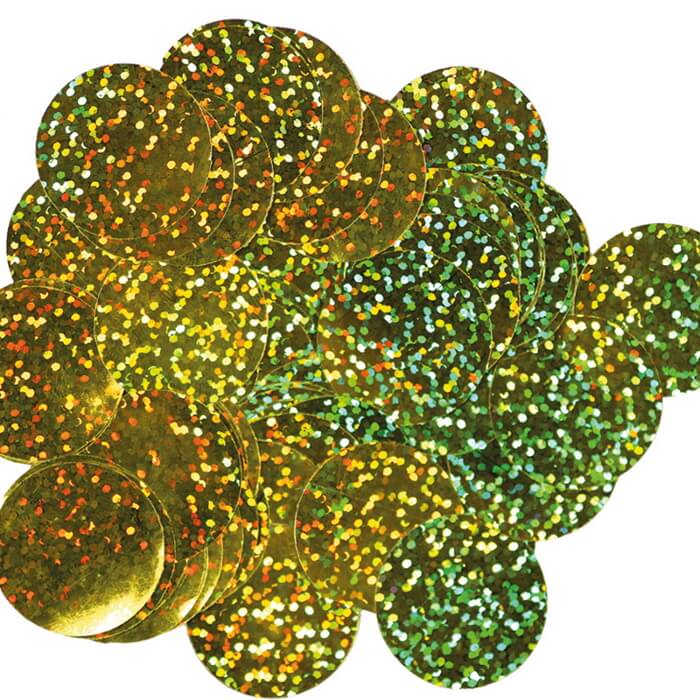 25mm Holographic Gold Confetti 50 grams | Party Save Smile