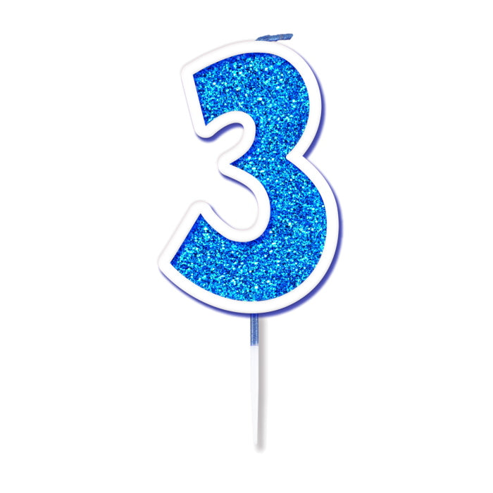 Sparkling Blue Number 3 Birthday Cake Candle | Party Save Smile