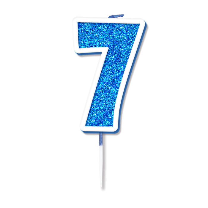 Blue Sparkling Number 7 Birthday Cake Candle: 7th Candle | Party Save Smile