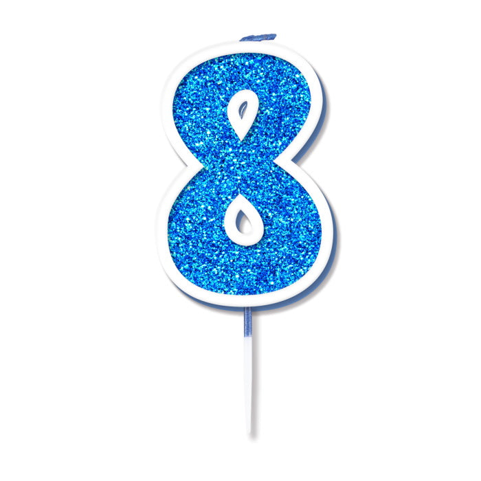 Blue Sparkling Number 8 Cake Candle | Party Save Smile
