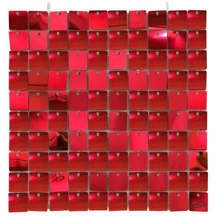 Metallic Red Sequin Wall Panels 30 x 30cm | Party Save Smile