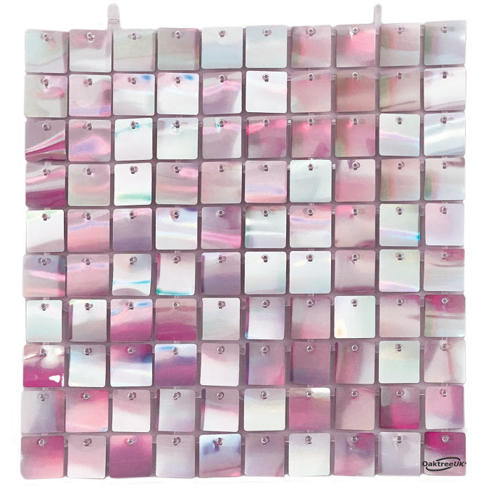 Iridescent Pink Sequin Wall Panels 30 x 30cm | Party Save Smile