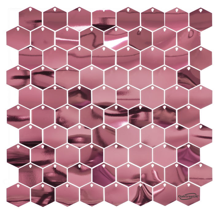 Metallic Rose Gold Hexagon Sequin Wall Panel 30 x 30cm | Party Save Smile