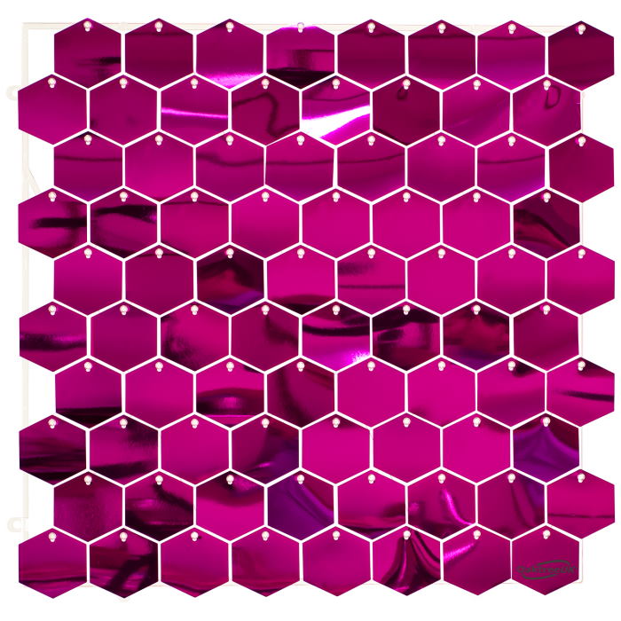 Metallic Fuschia Pink Hexagon Sequin Wall Panel 30 x 30cm | Party Save Smile
