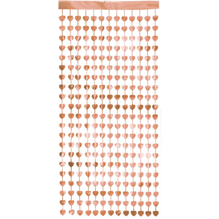 Rose Gold Heart Doorway Curtain Decoration 0.9m x 2.5m | Party Save Smile