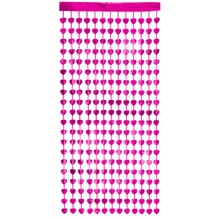 Fuschia Pink Heart Doorway Curtain Decoration 0.9m x 2.5m | Party Save Smile