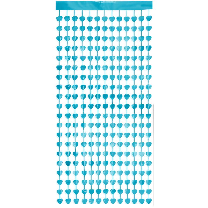Light Blue Heart Doorway Curtain Decoration 0.9m x 2.5m | Party Save Smile
