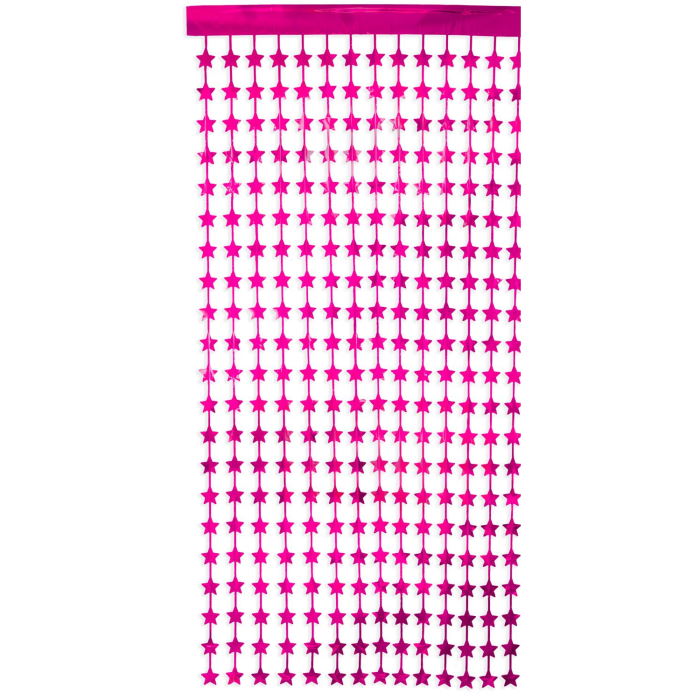Fuschia Pink Star Doorway Curtain Decoration 1m x 2m | Party Save Smile