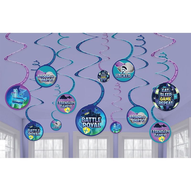 Battle Royal Party Hanging Swirl Decorations Pack of 12 | Party Save Smile
