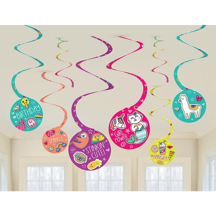 Selfie Hanging Swirl Decorations Pack of 12 | Party Save Smile
