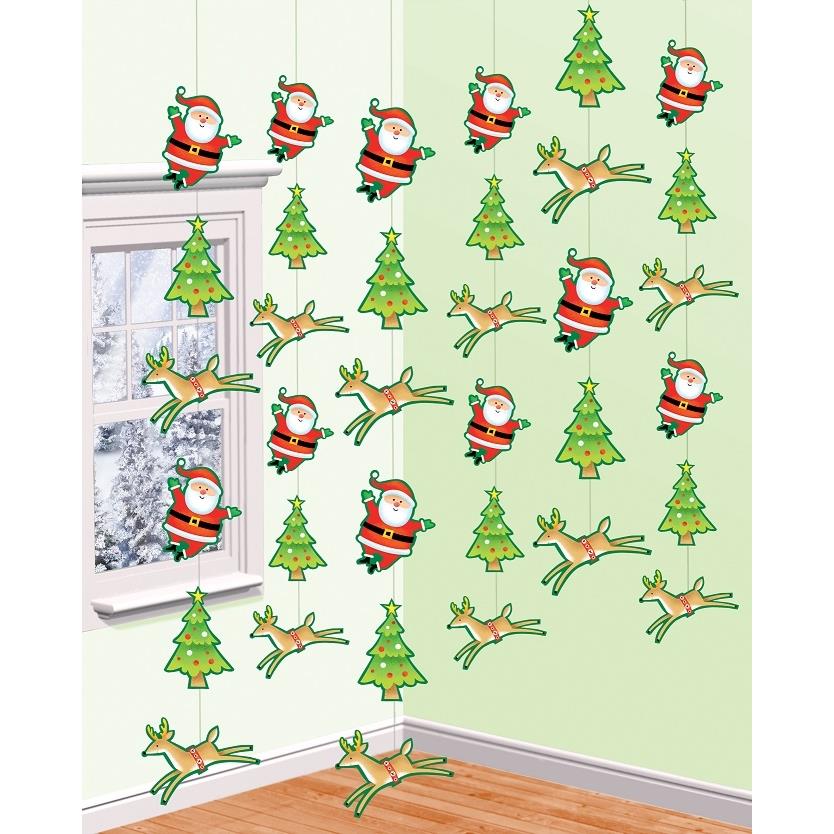 Christmas Decoration String Deer Santa Tree Pack of 6 | Party Save Smile