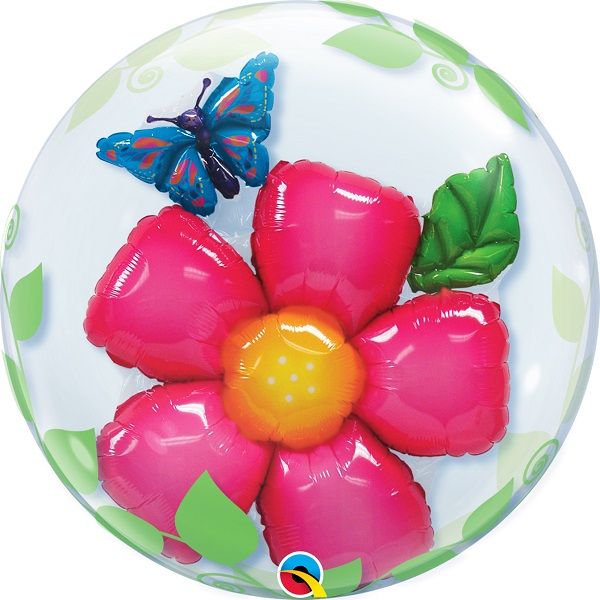 Butterfly and Flower Deco Bubble Balloon 24 Inches | Party Save Smile